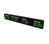 YXFAZPP Orologio di fusi orari globali, Orologio digitale multifusi orari, Orologio Mondiale 3/4/5 Città, per le Imprese multinazionali alberghi Ufficio (Green 4City)