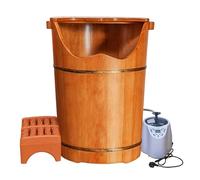YXFDIEJC Vaschetta per Pediluvi di Alta qualità in Legno di Gomma per Piedi Ammollo, Secchio per Pediluvio con Macchina A Vapore E Sgabello per Massaggi