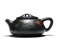 Yxhupot Teiera cinese da 226,8 g in argilla nera Zisha Shipiao Pot infusori tè sfuso (fiore in rilievo)