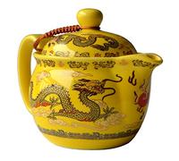 Yxhupot Teiera in porcellana gialla cinese, 350 ml, infusore per filtrazione in acciaio inox a forma di drago, tè sfuso (giallo imperatore)