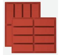 YXHZVON 2 PCS Stampi per Barrette Cereali Rosso, Stampo Rettangolari Silicone 8 cavità, Stampi Rettangolari per Cioccolato, Brownie, Pane di Mais, Cheesecake e Sapone