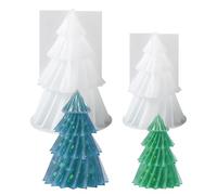 YXHZVON 2 Pezzi Stampi per Candele di Natale, Stampo in Silicone per Albero di Natale 3D, Stampo per Candele Natalizie, per Candele Profumate, Sapone, Decorazioni Fai da Te