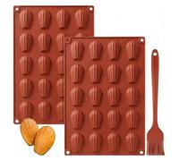 YXHZVON 2 Pezzi Stampo Madeleine, 20 Fori Forme per Madeleine Antiaderente, Stampi per Madeleines in Silicone per Torta Cioccolato Gelatina, Cioccolato per Fai da Te