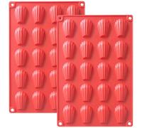 YXHZVON 2 Pezzi Stampo Madeleine, Stampi per Madeleines in Silicone, 20 Fori Stampi in Silicone a Forma di Conchiglia per Madeleine, Biscotti, Cioccolato, Caramelle, Budino(Rosso)
