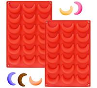 YXHZVON 2 Pezzi Stampo per Biscotti a Mezzaluna, Stampi per Biscotti Alla Vaniglia in Silicone, Mini 18 Cavità a Forma di Luna per Biscotti Cioccolato Caramelle (Rosso)