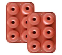 YXHZVON 2 Pezzi Stampo per Ciambelle, Stampi in Silicone Antiaderenti, Stampo per Donuts a 6 Cavità, Stampi Donuts Grandi, Adatto Per Torte, Muffin, Biscotti, Bagel (Rosso)