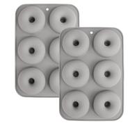 YXHZVON 2 Pezzi Stampo per Ciambelle, Stampi in Silicone Antiaderenti, Stampo per Donuts a 6 Cavità, Stampi Donuts Grandi, Adatto Per Torte, Muffin, Biscotti, Bagel (Grigio)