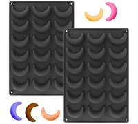 YXHZVON 2 stampi in silicone alla vaniglia, mini 18 fori, forma a luna, 3D, per cioccolatini e biscotti (nero)