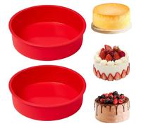 YXHZVON 2 stampi in silicone rotondi, 20 cm, senza BPA, in silicone, rotondi, per torte a strati, formaggio, torta arcobaleno (rosso)