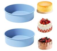 YXHZVON 2 stampi in silicone rotondi, 20 cm, senza BPA, in silicone, rotondi, per torte a strati, torte al formaggio, torte arcobaleno (blu)