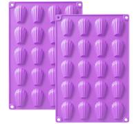 YXHZVON 2Pezzi Stampi per Madeleines in Silicone, 20 Cavità Stampo Madeleine,Stampi in Silicone a Forma di Conchiglia per Madeleineper Torte, Cioccolato (Viola)