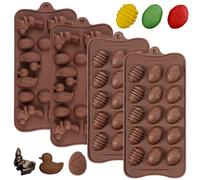 YXHZVON 4 Pezzi Stampi in Silicone per Cioccolatini, Antiaderenti per Cioccolato con 15 Stampi per uova di Pasqua a cavità - Senza BPA - Stampo in Silicone per fare torte, Gelatine, Muffin, Cioccolato