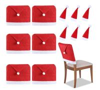 YXHZVON 6 coprisedia per Natale + 6 mini cappello, coprisedia natalizia, colore: rosso