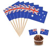 YXHZVON Bandiera Stuzzicadenti, 100 Pezzi Mini Australia Bandiera Stuzzicadenti, Cocktail Stick Bandiere per Panini Frutta Festa Pub Decorazione di Eventi Reali