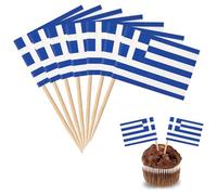 YXHZVON Bandiera Stuzzicadenti, 100 Pezzi Mini Grecia Bandiera Stuzzicadenti, Cocktail Stick Bandiere per Panini Frutta Festa Pub Decorazione di Eventi Reali