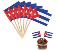 YXHZVON Mini Cuba Bandiera Stuzzicadenti, 100 Pezzi Bandiera Stuzzicadenti da Cocktail, Cocktail Stick Bandiere per Panini Frutta Festa Pub Decorazione di Eventi Reali