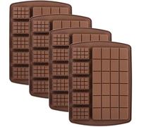 YXHZVON Set di 4 Stampo in silicone Griglia, Stampo per Cioccolato, Stampi per Caramelle Riutilizzabili, per Cioccolatini, Cialde, Biscotti, Gelatine, Fudge (marrone)