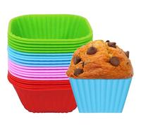 YXHZVON Stampi Muffin Silicone, 20 Pezzi Stampi per Cupcake Quadrati Antiaderente, Stampi in Silicone Senza BPA per Torte, Creme e Budini, Friggitrice ad Aria Teglia