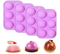 YXHZVON Stampo Semisfera Silicone, 4 Pezzi Stampo Cioccolato in Silicone, Stampi a Mezza Sfera per Cioccolata calda, Torte, Gelatine, Budini, Mousse a Cupola, Viola