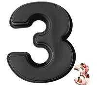 YXHZVON Stampo Torta Numero 3, Stampi con Forme Particolari in Silicone, Grande Stampo per 3D Torta, Stampi Numeri Grandi per Compleanno Matrimonio Feste(Nero)