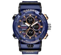 Yxian Casuale Uomo Sportivo Digitale Orologio Outdoor Multifunzione Alpinismo Impermeabile Analogico Elettronico Orologi LED luminoso Doppio Tempo Allarme Ragazzo Orologio Decorare (Blu scuro)