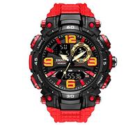 Yxian Ragazzo Uomo Sportivo Digitale Orologio Outdoor Multifunzione Alpinismo Impermeabile Analogico Elettronico Orologi LED luminoso Doppio Tempo Gioventù Orologio Decorare (rosso)