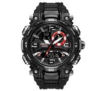 Yxian Ragazzo Uomo Sportivo Digitale Orologio Outdoor Multifunzione Alpinismo Impermeabile Analogico Elettronico Orologi LED luminoso Doppio Tempo Gioventù Orologio Decorare (nero)