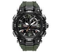 Yxian Ragazzo Uomo Sportivo Digitale Orologio Outdoor Multifunzione Alpinismo Impermeabile Analogico Elettronico Orologi LED luminoso Doppio Tempo Gioventù Orologio Decorare (Verde militare)