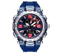 Yxian Ragazzo Uomo Sportivo Digitale Orologio Outdoor Multifunzione Alpinismo Impermeabile Analogico Elettronico Orologi LED luminoso Doppio Tempo Gioventù Orologio Decorare (Blu scuro)