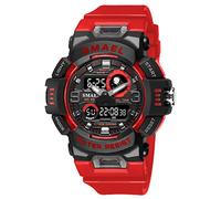 Yxian Uomo Donna Outdoor Sportivo Elettronico Orologio Digitale Multifunzione Impermeabile Analogico Orologi LED luminoso Doppio Tempo Allarme Ragazzo Ragazza Orologio (rosso)