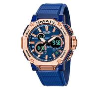 Yxian Uomo Orologio Sportivo Multifunzione Impermeabile Digitale Elettronico Analogico Acciaio inossidabile Orologio luminoso Doppio Tempo Allarme Cronometro Ragazzo Orologio Decorare (oro rosa)