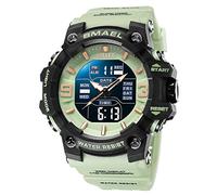 Yxian Uomo Outdoor Sportivo Digitale Orologio Multifunzione Impermeabile Analogico LED Elettronico Orologi da polso Doppio Tempo Display luminoso Allarme Calendario Ragazzo Orologio (Erba verde)