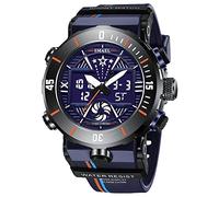 Yxian Uomo Outdoor Sportivo Militare Digitale Acciaio inossidabile Orologio Multifunzione Impermeabile Analogico Elettronico Orologi LED luminoso Doppio Tempo Ragazzo Orologio Decorare (blu)