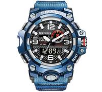 Yxian Uomo Outdoor Tattica Sportivo Elettronico Orologio Digitale Militare Multifunzione Impermeabile Analogico Orologi LED luminoso Doppio Tempo Allarme Ragazzo Orologio Decorare (Blu colorato)
