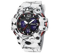Yxian Uomo Outdoor Tattica Sportivo Orologio Digitale Militare Multifunzione Impermeabile Analogico Elettronico Orologi LED luminoso Doppio Tempo Allarme Ragazzo Orologio (Camo bianco)
