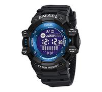Yxian Uomo Quadrante Grande Orologio Outdoor Sportivo Digitale Militare Multifunzione Alpinismo Impermeabile Elettronico Orologi LED luminoso Allarme Cronometro Ragazzo Orologio (Nero blu)