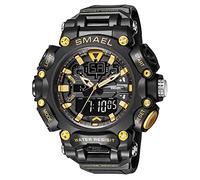 Yxian Uomo Quadrante Grande Outdoor Sportivo Digitale Orologio Multifunzione Alpinismo Impermeabile Analogico Elettronico Orologi LED luminoso Doppio Tempo Ragazzo Orologio (Oro nero)