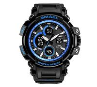 Yxian Uomo Sportivo Orologio Digitale Militare Tattica Multifunzione Alpinismo Impermeabile Analogico Elettronico Orologi LED luminoso Doppio Tempo Ragazzo Orologio Decorare (Nero blu)