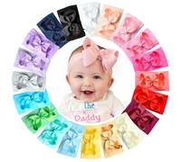 Yxiang 20 fasce per capelli con fiocchi per bambine, 10,2 cm, super elastiche, in nylon, graziosi fiocchi fatti a mano, per neonati (20 colori)