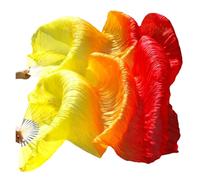 YXINAER 1 Paio di ventagli in Velo Seta for Danza del Ventre, in con Stecche bambù, Accessori for spettacoli Ventagli di Danza del Ventre(Color 26,2XL 280x90cm)