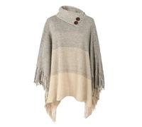 YXINAER Donna Autunno Poncho Poncho Taglie Forti for Donna Primavera Autunno Nappe Pullover Mantelle Casual Sciolto Maglia Mantello Scialle Maglione(White)