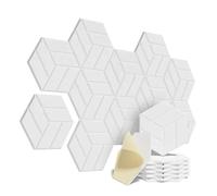 YXINAER Pannelli in Schiuma Acustica 12Pack Self-Adhesive Acoustic Panels Hexagon Design Soundproof Solid Figure Wall Panels Sound Absorb Noise Sound Proofing(White)