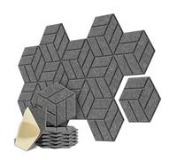 YXINAER Pannelli in Schiuma Acustica 12Pack Self-Adhesive Acoustic Panels Hexagon Design Soundproof Solid Figure Wall Panels Sound Absorb Noise Sound Proofing(Dark Gray)