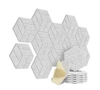 YXINAER Pannelli in Schiuma Acustica 12Pack Self-Adhesive Acoustic Panels Hexagon Design Soundproof Solid Figure Wall Panels Sound Absorb Noise Sound Proofing(Silver Gray)