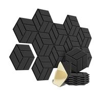 YXINAER Pannelli in Schiuma Acustica 12Pack Self-Adhesive Acoustic Panels Hexagon Design Soundproof Solid Figure Wall Panels Sound Absorb Noise Sound Proofing(Black)