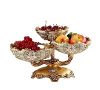 YXINAER Porta Frutta da Tavolo Elegant Diamond Pattern Ceramic Snack Plate Handcrafted Pearlescent Design for Fruit Appetizers Desserts Serving(Diamond 3 layer)