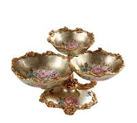 YXINAER Porta Frutta da Tavolo Elegant Diamond Pattern Ceramic Snack Plate Handcrafted Pearlescent Design for Fruit Appetizers Desserts Serving(Silver 3 layer)