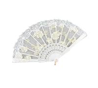 YXINAER Ventaglio Matrimonio Pizzo Ventaglio Manuale da 1 Pezzo | Ventaglio pieghevole vintage retrò pieghevole in pizzo rosa for matrimonio danzante(WHITE)