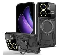 YXINDAFU Cover per Oppo Reno 13F,con 360° rotazione supporto magnetico protezione della telecamera antigraffio Militare Antiurto Custodia per Oppo Reno 13F / Reno 13 FS,Nero