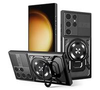 YXINDAFU Cover per Samsung Galaxy S22 Ultra,con 360° Magnetico girevole Metallo supporto Militare antiurto TPU Silicone e PC antigraffio Protezione Custodia per Samsung Galaxy S22 Ultra 5G,Nero